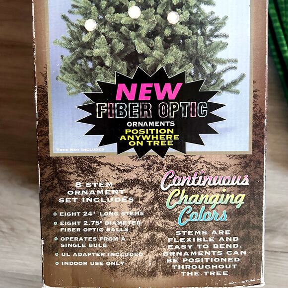 VTG FiberOptic 8 Lead Ball Christmas Tree Wired Ornaments Enchanted Forest 2 Set - Picture 6 of 12